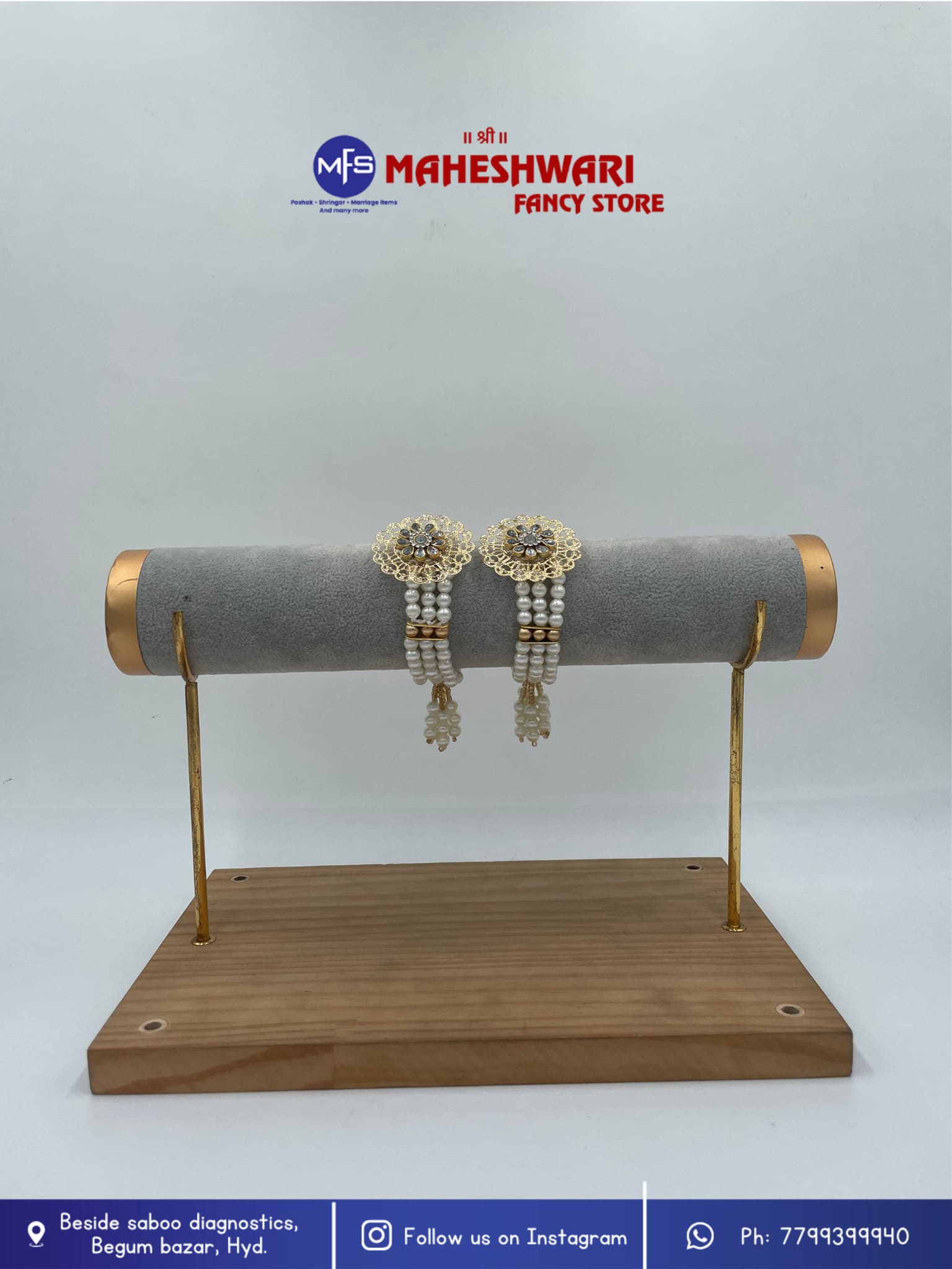 Swagat Bracelet Moti  Kundan